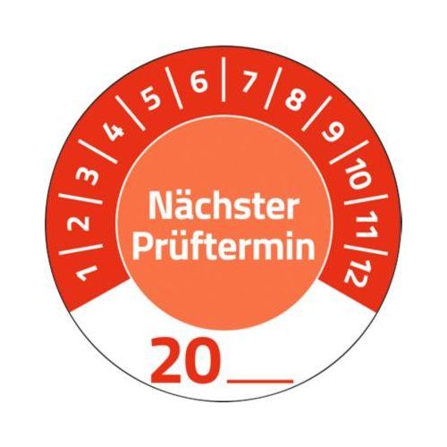 4004182079041 - Prüfplakette 7904 „Nächster Prüftermin“ 20__zum Selbereintragen extrem robust Ø 30 mm 80 Stück 10 Bogen Vinylfolie rot 4004182079041 - Prüfplakette 7904 „Nächster Prüftermin“ 20__zum Selbereintragen extrem robust Ø 30 mm 80 Stück 10 Bogen Vinylfolie rot