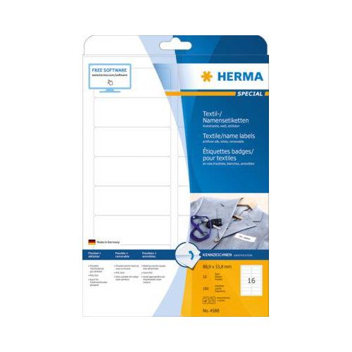 4008705045889 - Namens- und Textiletiketten Herma A4 889 x 338 mm selbstklebend weiß 160 Stück 4008705045889 - Namens- und Textiletiketten Herma A4 889 x 338 mm selbstklebend weiß 160 Stück