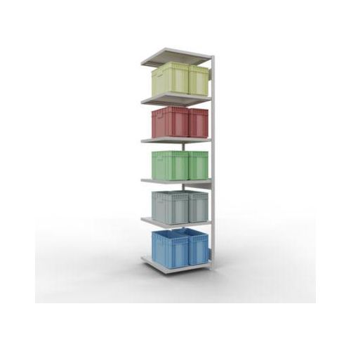 4004514295385 - Schulte Lagertechnik Fachbodenregal-Stecksystem MULTIplus 250 Anbauregal Längenriegel 3000x750x800 mm 7 Böden lichtgrau