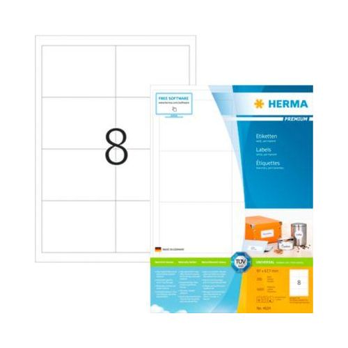 4008705046244 - Premium-Adressetiketten Nr 4624 97 x 677 mm selbstklebend permanenthaftend bedruckbar Papier weiß 1600 Stück auf 200 Blatt