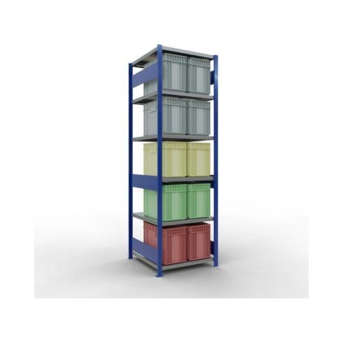 4004514284112 - Schulte Lagertechnik Fachbodenregal-Stecksystem MULTIplus 250 Grundregal Längenriegel 2500x750x800 mm 6 Böden enzianblau verzinkt