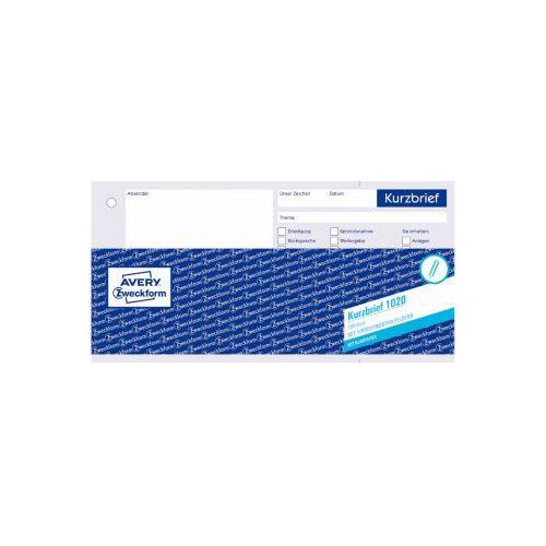 4004182010204 - AVERY Zweckform Kurzbrief 1 3 DIN A4 Formularbuch 1020 - 100 Blatt