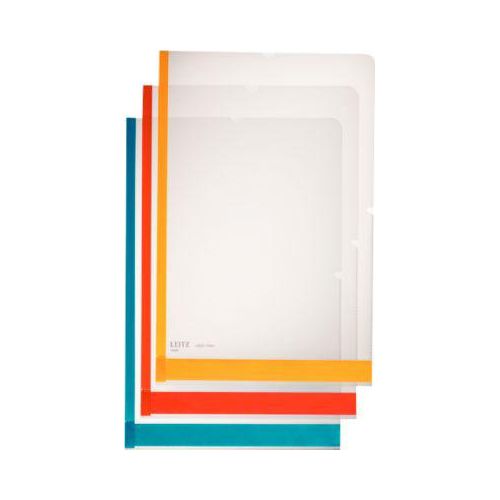 4002432358014 - Sichthüllen DeskFree 4080-30-00 mit farbigem Rand mit Beschriftungsfenster A4 farbig sortiert glasklar glatt oben & rechts  6 Stück