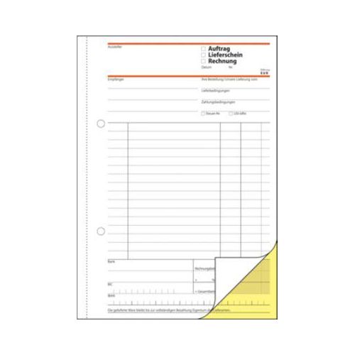 4004360921759 - sigel® Kombinationsbuch (Auftrag Lieferschein Rechnung) SD017 DIN A5 hoch 2 x 4 Blatt