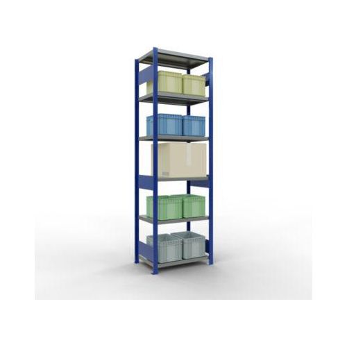 4004514283115 - Schulte Lagertechnik Fachbodenregal-Stecksystem MULTIplus 250 Grundregal Längenriegel 2500x750x500 mm 6 Böden enzianblau verzinkt