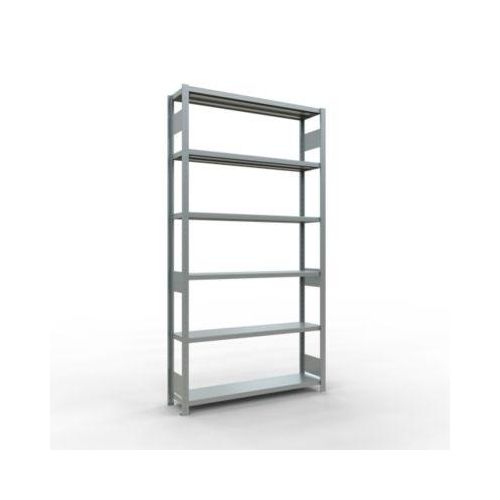 4004514282002 - Schulte MULTIplus250 Steckregal Grundregal 6 Fachböden bis 250 kg je Fachboden werkzeuglos montierbar B 1300 x T 300 x H 2500 silbergrau