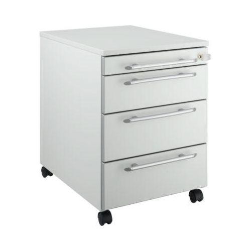 4251898810097 - Select Rollcontainer Moxxo IQ 1233 runder Griff 1 Utensilienfach 3 Schübe B 432 x T 580 x H 595 mm abschließbar lichtgrau