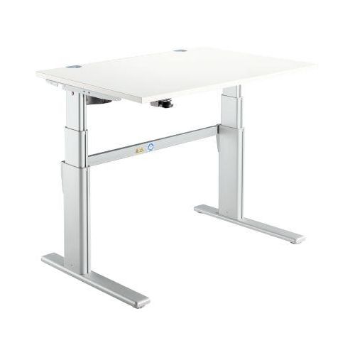 4250510872376 - Schreibtisch Komfort elektrisch höhenverstellbar Rechteck C-Fuß B 1200 x T 800 x H 655-1305 mm weiß weißaluminium RAL 9006