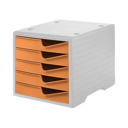 7612176089968 - Schubladenbox styro® styroswing 5 Schübe Auszugsperre & Griffmulde stapelbar B 270 x T 340 x H 255 mm Polystyrol grau-apricot 7612176089968 - Schubladenbox styro® styroswing 5 Schübe Auszugsperre & Griffmulde stapelbar B 270 x T 340 x H 255 mm Polystyrol grau-apricot
