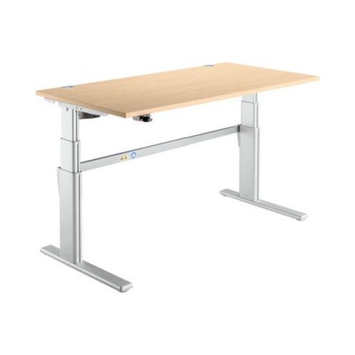 4250510871058 - Schreibtisch Komfort elektrisch höhenverstellbar Rechteck C-Fuß B 1600 x T 800 x H 655-1305 mm Ahorn weißaluminium RAL 9006 4250510871058 - Schreibtisch Komfort elektrisch höhenverstellbar Rechteck C-Fuß B 1600 x T 800 x H 655-1305 mm Ahorn weißaluminium RAL 9006