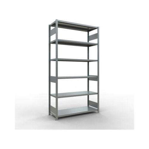 4004514283085 - Schulte MULTIplus250 Steckregal Grundregal 6 Fachböden bis 250 kg je Fachboden werkzeuglos montierbar B 1300 x T 500 x H 2500 silbergrau