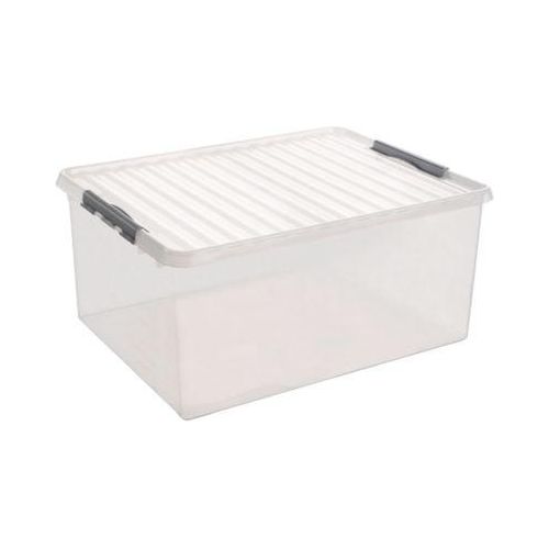 8711112835009 - helit the q-line Aufbewahrungsbox mit Deckel transparent Lebensmittelechte stapelbare Kunststoffbox mit Klickverschluss 1 Box 62 Liter