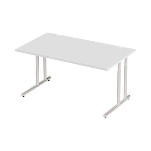 4250510821350 - Select Schreibtisch COMBITEC Rechteck C-Fuß B 1600 x T 800 x H 677-817 mm lichtgrau weißaluminium