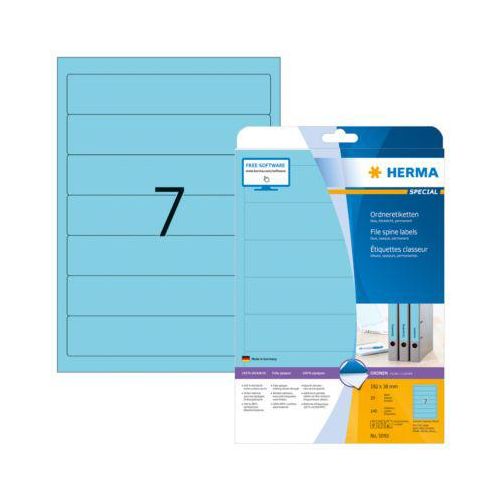 4008705050937 - selbstklebende Rückenschilder A4 Etiketten 5093 blau schmal kurz 38x192mm (BxH) selbstklebend 4008705050937 140 Stück 4008705050937 - selbstklebende Rückenschilder A4 Etiketten 5093 blau schmal kurz 38x192mm (BxH) selbstklebend 4008705050937 140 Stück