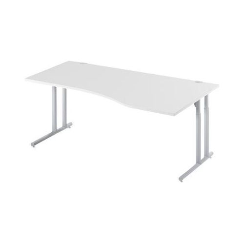 4250510821299 - Select Schreibtisch COMBITEC Freiform Ansatz rechts C-Fuß B 1800 x T 1000 800 x H 677-817 mm lichtgrau weißaluminium