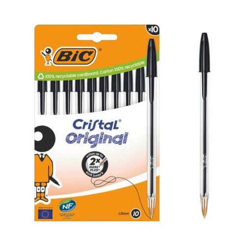 3086123734753 - Cristal Kugelschreiber mit Kappe Gr M - 04 mm - schwarz - 10 Stück 3086123734753 BIC 10 Stück