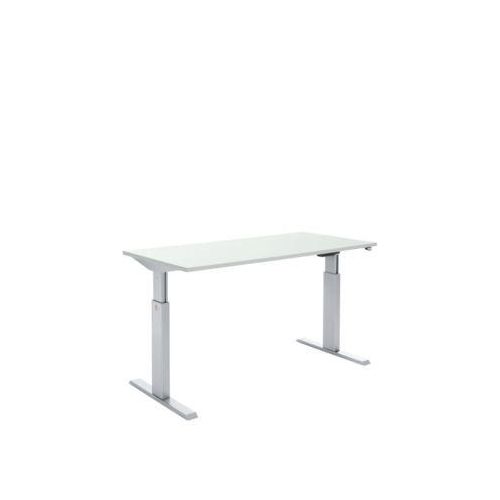 4250510855133 - Select Schreibtisch elektrisch höhenverstellbar Rechteck T-Fuß B 1600 x T 800 x H 725-1195 mm lichtgrau alusilber