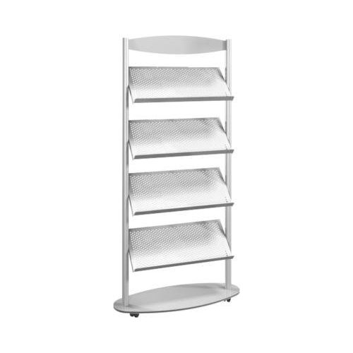 4044917394001 - Prospektständer sirius 4 Etagen Beschriftungsfläche mit optional montierbaren Rollen B 800 x T 330 x H 1850 mm Stahl alusilber 4044917394001 - Prospektständer sirius 4 Etagen Beschriftungsfläche mit optional montierbaren Rollen B 800 x T 330 x H 1850 mm Stahl alusilber