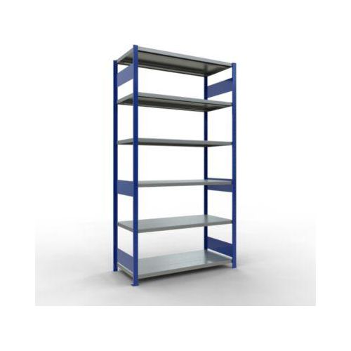 4004514283573 - Schulte MULTIplus250 Steckregal Grundregal 6 Fachböden bis 250 kg je Fachboden werkzeuglos montierbar B 1300 x T 600 x H 2500 enzianblau verzinkt