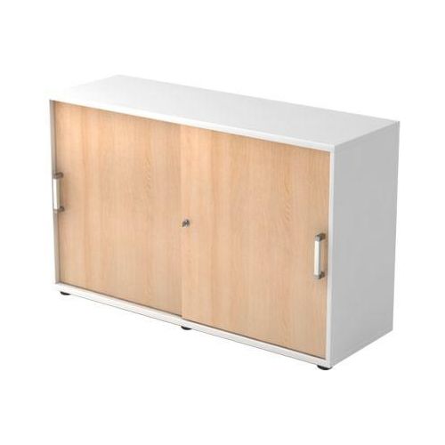 4032062166178 - Schiebetürenschrank TARVIS 2 Ordnerhöhen B 1200 x T 400 x H 748 mm abschließ- & stapelbar weiß Eiche-Dekor 4032062166178 - Schiebetürenschrank TARVIS 2 Ordnerhöhen B 1200 x T 400 x H 748 mm abschließ- & stapelbar weiß Eiche-Dekor