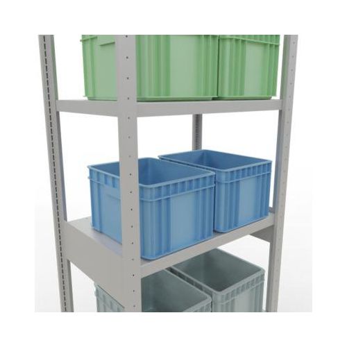 4004514294760 - Schulte Lagertechnik Fachbodenregal-Stecksystem MULTIplus 250 Grundregal Längenriegel 2500x750x500 mm 6 Böden lichtgrau