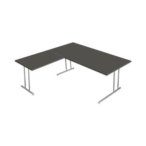 4044917434974 - Schreibtisch Toledo mit Anbautisch höhenverstellbar C-Fuß B 2000 x T 1000 mm anthrazit