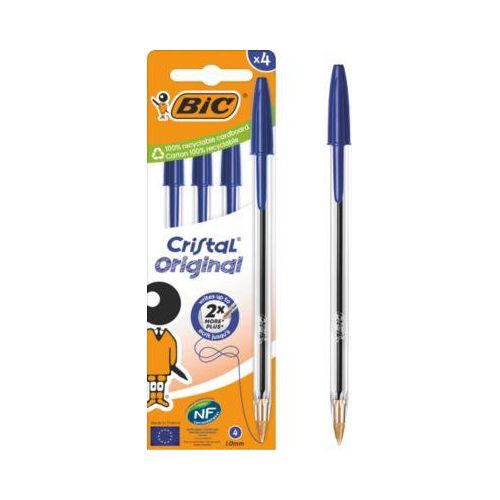 3086123734548 - Cristal Kugelschreiber mit Kappe Stärke M - 04 mm - blau - 4 Stück 3086123734548 BIC 4 Stück