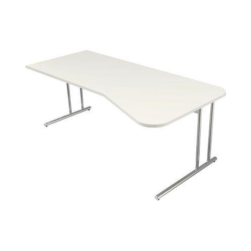 4044917434066 - Schreibtisch Toledo höhenverstellbar Freiform Ansatz rechts links C-Fuß B 1950 x T 800 1000 mm weiß
