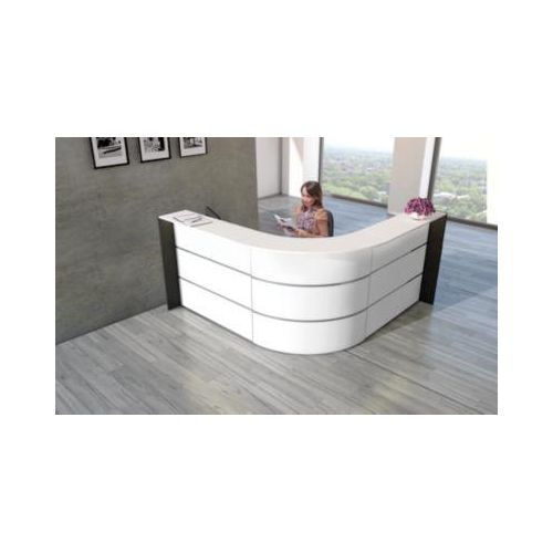 4044917435391 - Winkeltheke Faro mit Ablage- und Seitenplatten melaminharzbeschichtet ABS-Kanten B 2320 x T 2320 x H 1120 mm weiß anthrazit