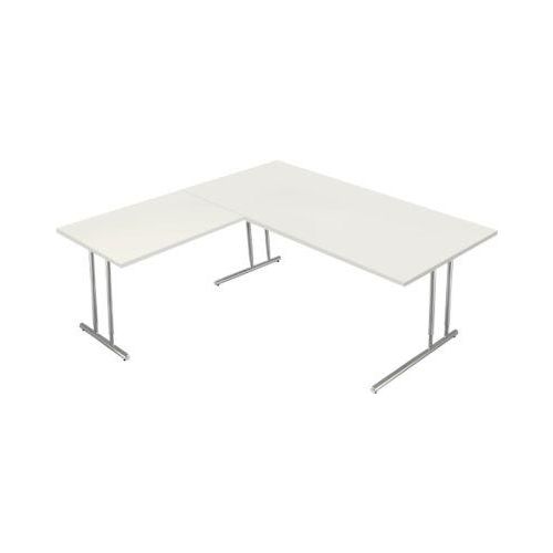 4044917434981 - Schreibtisch Toledo mit Anbautisch höhenverstellbar C-Fuß B 2000 x T 1000 mm weiß 4044917434981 - Schreibtisch Toledo mit Anbautisch höhenverstellbar C-Fuß B 2000 x T 1000 mm weiß