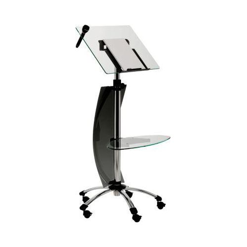 8427951030702 - Rednerpult Visualline mobil LUXE 3070 mobil höhenverstellbar 2 Glasplatten elliptischer Sichtschutz Glas Stahl chromsilber-dunkelgrau 8427951030702 - Rednerpult Visualline mobil LUXE 3070 mobil höhenverstellbar 2 Glasplatten elliptischer Sichtschutz Glas Stahl chromsilber-dunkelgrau