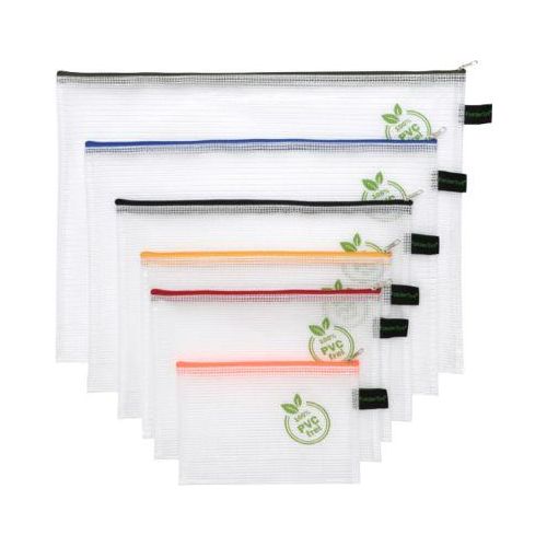 4250037429657 - Reißverschlussbeutel FolderSys mit Halteschlaufe PVC-frei EVA-Folie transparent 6 Stück in Format A4-B6