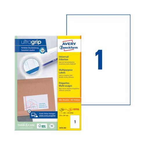 4004182249628 - 3478-200 Universal-Etiketten 210 x 297 mm Papier Weiß 200 St Permanent haftend Farblaserdrucker Laserdrucker Farbkopierer Kopierer