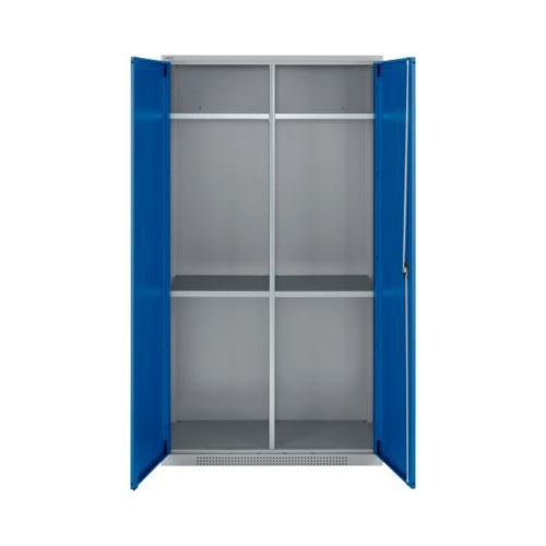 4051273792372 - Genius Reinigungsmittelschrank FS modular indivuduell erweiterbar Mittelwand 4 Fachböden bis 450 kg B 1055 x T 520 x H 1950 mm weißalu enzianblau
