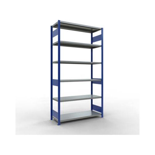 4004514283092 - Schulte MULTIplus250 Steckregal Grundregal 6 Fachböden bis 250 kg je Fachboden werkzeuglos montierbar B 1300 x T 500 x H 2500 enzianblau verzinkt