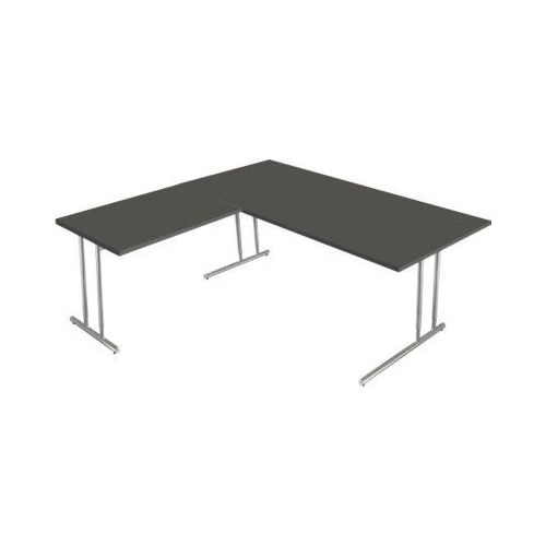 4044917434950 - Schreibtisch Toledo mit Anbautisch höhenverstellbar C-Fuß B 1800 x T 800 mm anthrazit