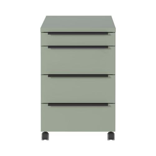 4005949437746 - Rollcontainer 4 Schubladen inkl Utensilienfach B 420 x T 600 x H 630 mm taupegrün
