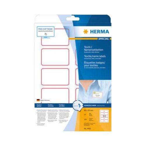 4008705044059 - HERMA Namensetikett SPECIAL 80 x 50 mm (B x H) Acetatseide weiß 200 Etik Pack Werkstoff Acetatseide Farbe weiß 4008705044059 - HERMA Namensetikett SPECIAL 80 x 50 mm (B x H) Acetatseide weiß 200 Etik Pack Werkstoff Acetatseide Farbe weiß