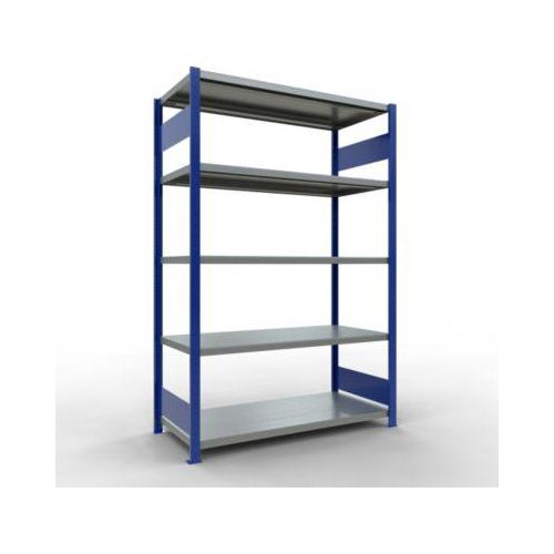4004514283498 - Schulte MULTIplus250 Steckregal Grundregal 5 Fachböden bis 250 kg je Fachboden werkzeuglos montierbar B 1300 x T 600 x H 2000 enzianblau verzinkt