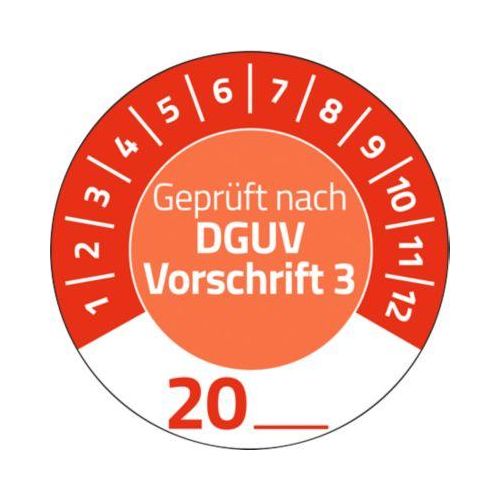 4004182079072 - 7907 Prüfplaketten „DGUV Vorschrift 3“ 20__zum Selbereintragen extrem robust Ø 30 mm 80 Stück 10 Bogen Vinylfolie rot 4004182079072 - 7907 Prüfplaketten „DGUV Vorschrift 3“ 20__zum Selbereintragen extrem robust Ø 30 mm 80 Stück 10 Bogen Vinylfolie rot