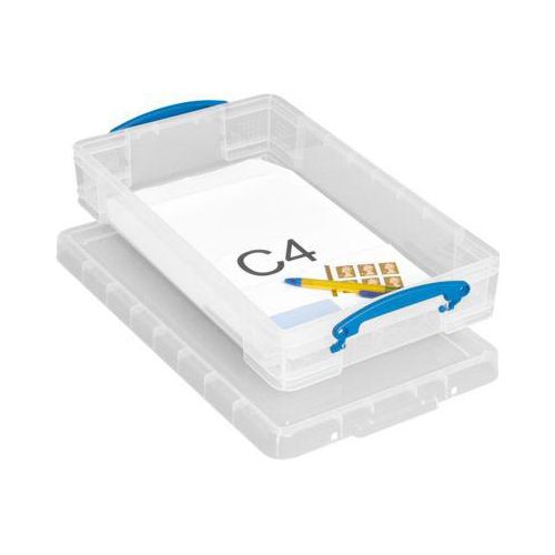 5060024802726 - Transportbox Really Useful Box Volumen 6 l L 465 x B 270 x H 85 mm stapelbar mit Deckel & Klappgriffen Recycling-PP transparent