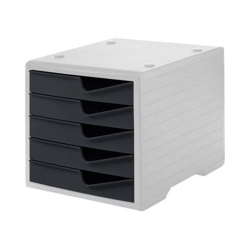 7612176089609 - Schubladenbox styro® styroswing 5 Schübe Auszugsperre & Griffmulde stapelbar B 270 x T 340 x H 255 mm Polystyrol grau-anthrazit