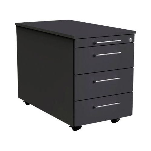4044917411722 - Rollcontainer Toledo 3 Schubladen Utensilienauszug Selbsteinzug Auszugssperre Zentralverschluss B 420 x T 800 mm anthrazit