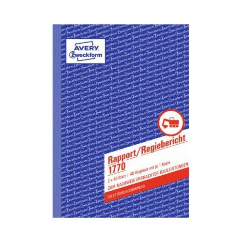 4004182017708 - Rapportbuch 1770 zum Nachweis erbrachter Bauleistungen A5 2x 40 Blatt 4004182017708 AVERY Zweckform 4004182017708 - Rapportbuch 1770 zum Nachweis erbrachter Bauleistungen A5 2x 40 Blatt 4004182017708 AVERY Zweckform