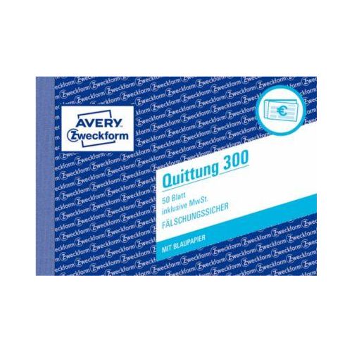 4004182003008 - Quittung 300 inkl MwSt A6 Querformat 1 Block mit 50 Blatt FSC®-Papier weiß