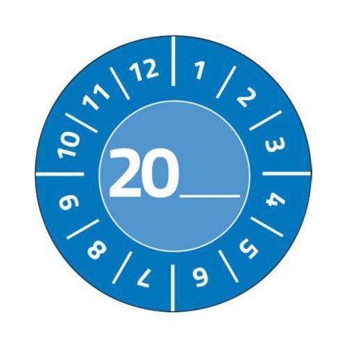 4004182079034 - Prüfplakette 7903 mit Jahreszahl 20__zum Selbereintragen extrem robust Ø 30 mm 80 Stück 10 Bogen Vinylfolie blau