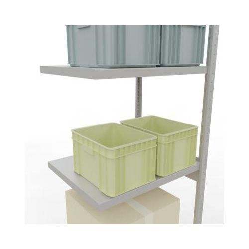 4004514295149 - Schulte Lagertechnik Fachbodenregal-Stecksystem MULTIplus 250 Anbauregal Längenriegel 3000x750x600 mm 7 Böden lichtgrau