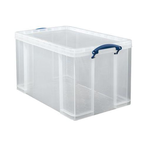 5060024800807 - Transportbox Really Useful Box Volumen 84 l L 710 x B 440 x H 380 mm stapelbar mit Deckel & Klappgriffen Recycling-PP transparent