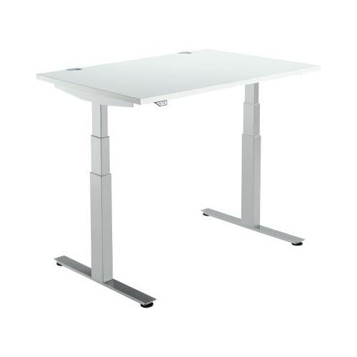 4250510860441 - Select Schreibtisch DRIVE UP 2 elektrisch höhenverstellbar Rechteck T-Fuß B 1200 x T 800 x H 630-1290 mm lichtgrau weißaluminium