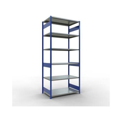 4004514284174 - Schulte MULTIplus250 Steckregal Grundregal 7 Fachböden bis 250 kg je Fachboden werkzeuglos montierbar B 1300 x T 800 x H 3000 enzianblau verzinkt